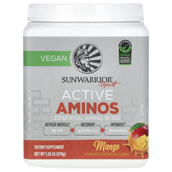 Sunwarrior Sport, Active Aminos, Mango, 1.25 lb (570 g)