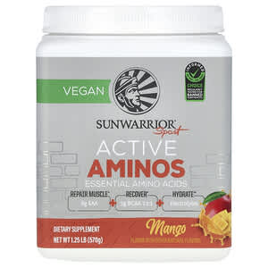 Sunwarrior, Sport, активные аминокислоты, со вкусом манго, 570 г (1,25 фунта)