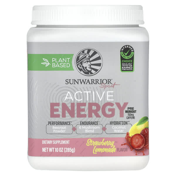 Sunwarrior, 運動，鍛鍊前能量配方，草莓檸檬水味，10 盎司（285 克）