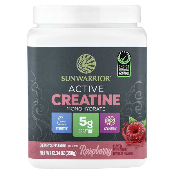 Sunwarrior, Sport, Monohidrato de creatina activo, Frambuesa, 350 g (12,34 oz)