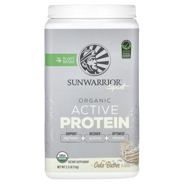 Sunwarrior Sport, Organic Active Protein, Cake Batter, 2.2 lb (1 kg)