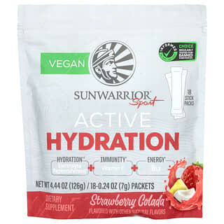 Sunwarrior, Sport, Hydratation active, Colada à la fraise, 18 sachets, 7 g chacun