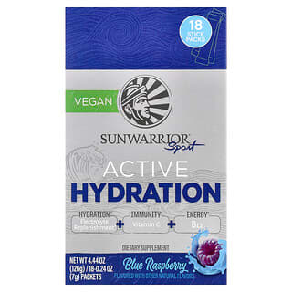 Sunwarrior, Sport, Active Hydration, Blue Raspberry , 18 Packets, 0.24 oz (7 g) Each