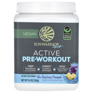 Sunwarrior, Sport, Active Pre-Workout, aktives Pre-Workout, blaue Himbeere-Ananas, 315 g (11,1 oz.)