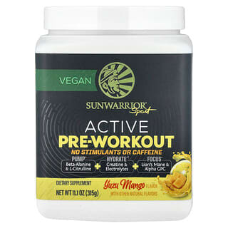 Sunwarrior, Sport, Pré-entraînement actif, Sans stimulants ni caféine, Yuzu et mangue, 315 g