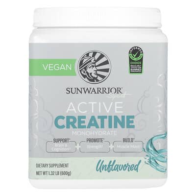Sunwarrior, Sports, Active Creatine Monohydrate, Unflavored, 1.32 lbs (600 g)