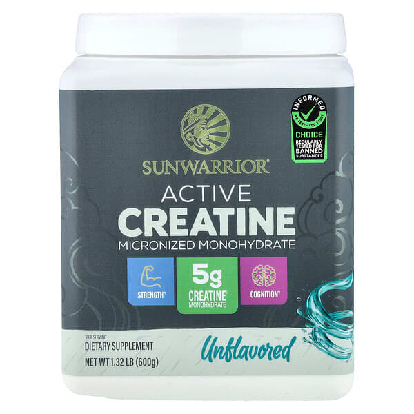 Sunwarrior, 運動，活性一水肌酸，原味，1.32 磅（600 克）