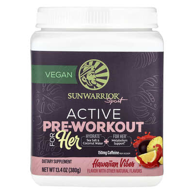 Sunwarrior, Active Line, Women's Active Pre-Workout, Hawaiian Style, 13.4 oz (380 g)