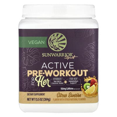 Sunwarrior, Sports Series, Active Pre-Workout Formula for Women, Citrus Sunrise, 13.5 oz (384 g)