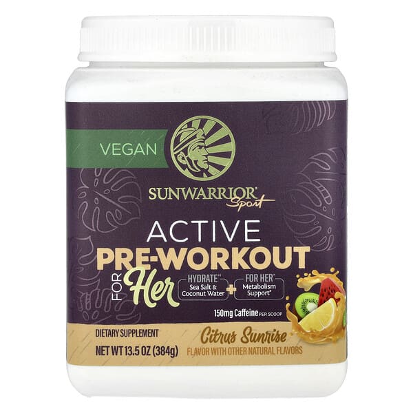 Sunwarrior Sport, Active Pre-Workout For Her, Citrus Sunrise, 13.5 oz (384 g)