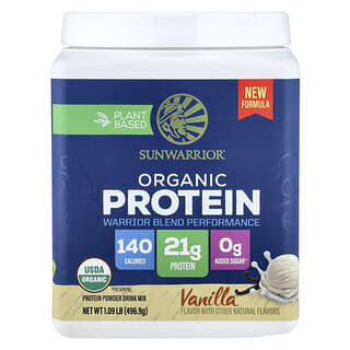 Sunwarrior, Plantaardige biologische proteïne, vanille, 1,09 lb (496,9 g)
