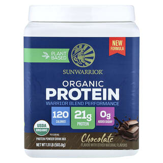 Sunwarrior, Plantaardige biologische proteïne, chocolade, 1,11 lb (503,8 g)