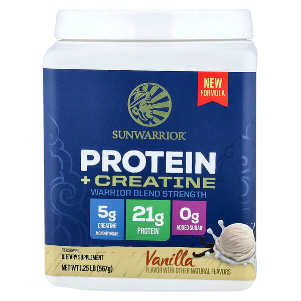 Sunwarrior, Protein + Kreatin, Vanila, 1.25 lb (567 g)