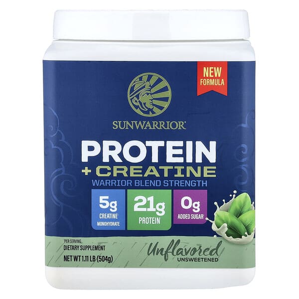 Sunwarrior, Protein + Creatine, Unflavored, 1.11 lb (504 g)
