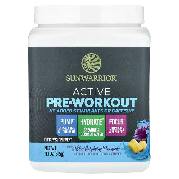 Sunwarrior, Active Pre-Workout, Blue Raspberry Pineapple, 315 g (11.1 oz)