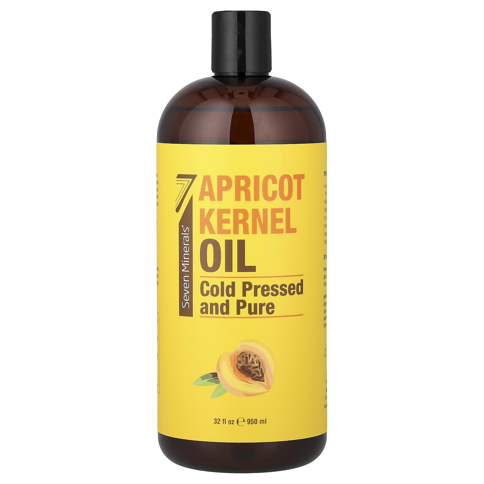 Apricot Kernel Oil, Cold Pressed and Pure, Unscented, 32 fl oz
