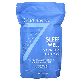 Seven Minerals, Sleep Well, 마그네슘 목욕 플레이크, 라벤더 및 시더우드, 1.36kg(3lb)