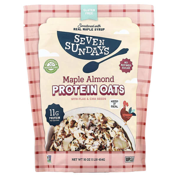 Seven Sundays, 아마 및 치아 함유 단백질 귀리, 메이플 아몬드, 454g(16oz)