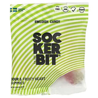 Sockerbit, Шведские конфеты, кислые и фруктовые жевательные таблетки для сердца, 80 г
