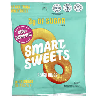 SmartSweets, Peach Rings, персик, 50 г (1,8 унции)