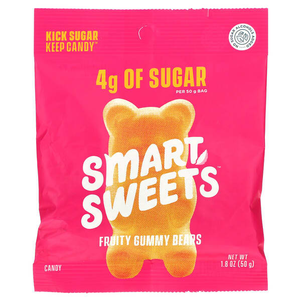 SmartSweets, Fruity Gummy Bears, малина, яблоко, лимон и персик, 50 г (1,8 унции)