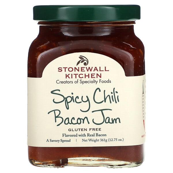Stonewall Kitchen, 스파이시 칠리 베이컨 잼, 중간 크기, 361g(12.75oz)