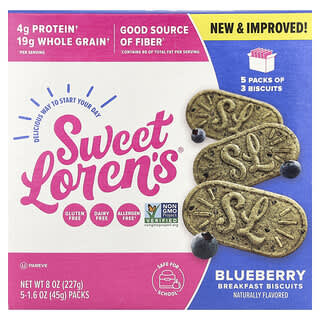 Sweet Loren's‏, بسكويت الإفطار ، بالتوت الأزرق ، 5 أكياس ، 1.6 أونصة (45 جم) لكل كيس