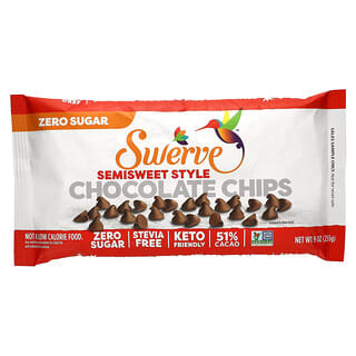 Swerve, Lascas de Chocolate sem Açúcar, Estilo Semidoce, 255 g (9 oz)