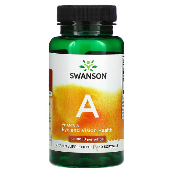 Swanson, Vitamina A, 10.000 UI, 250 Cápsulas Softgel