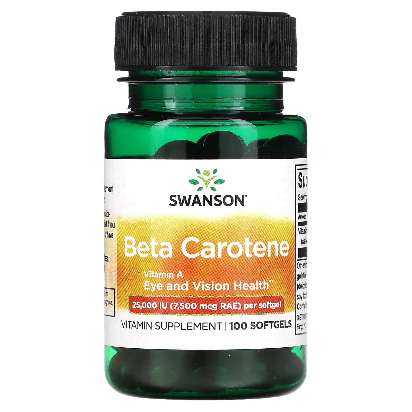 Swanson, Beta Carotene, 25,000 IU (7,500 mcg RAE), 100 Softgels