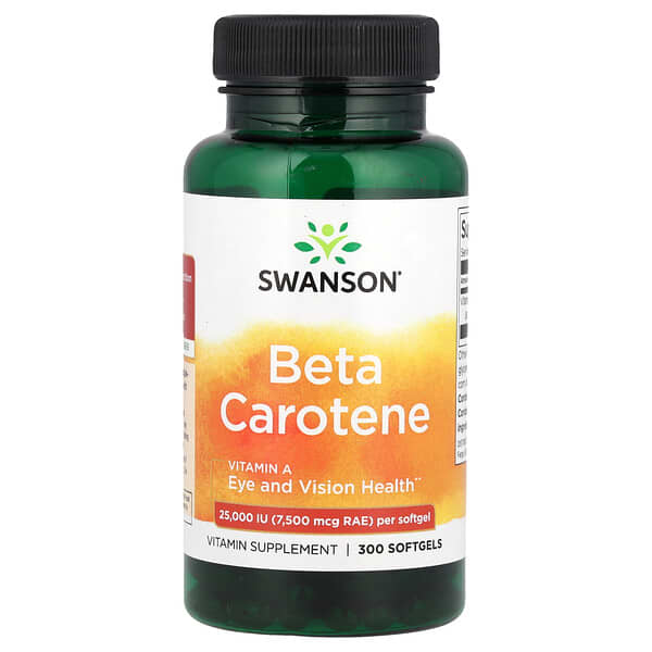 Beta Carotene, 25000 IU (7,500 mcg RAE), 300 Softgels