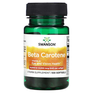 Swanson, Бета-каротин, 10 000 МЕ (3000 мкг RAE), 100 мягких таблеток