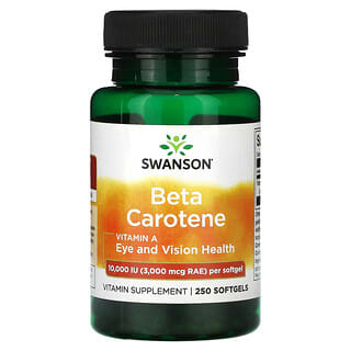 Swanson, бета-каротин, 10 000 МО (3000 мг RAE), 250 капсул