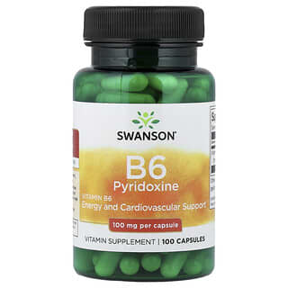 Swanson, Vitamin B6 Pyridoxine, 100 mg, 100 Capsules