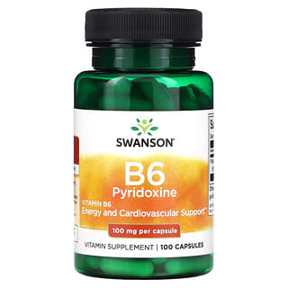Swanson, Pyridoxine B6, 100 mg, 100 capsules