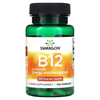 Swanson, Vitamina B12, 500 mg, 100 cápsulas