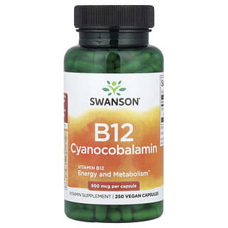 Swanson, Vitamina B12, (cianocobalamina), 500 mcg, 250 capsule