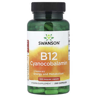 Swanson, Vitamin B12, (Cyanocobalamin), 500 mcg, 250 Capsules
