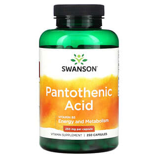 Swanson, Acide pantothénique à la vitamine B5, 250 mg, 250 capsules