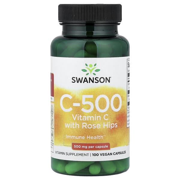Swanson, C-500，玫瑰果維生素 C，100 粒全素膠囊