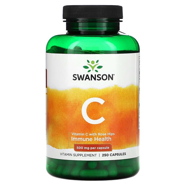 Swanson‏, Vitamin C With Rose Hips, 500 mg, 250 Capsules