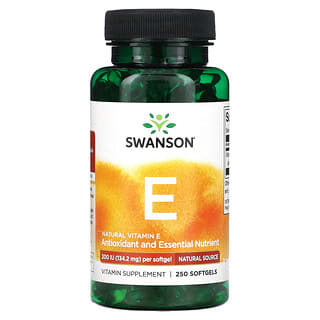 Swanson, Vitamine E, Source naturelle, 134,2 mg (200 UI), 250 capsules à enveloppe molle