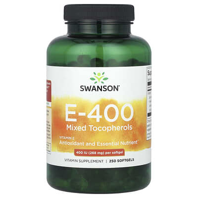 Swanson, Vitamin E-400, Mixed Tocopherols, 400 IU (268 mg), 250 Softgels