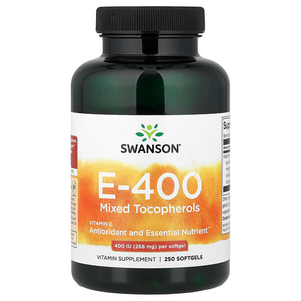 Swanson Vitamins, Vitamin E-400 Mixed Tocopherols, 268 mg (400 IU), 250 Softgels — product photo 1