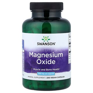 Swanson Vitamins, Magnesium Oksida, 200 mg, 250 Kapsul Vegan