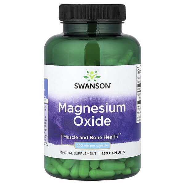 Magnesium Oxide, 250 Capsules (200 mg per Capsule)