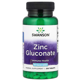 Swanson, Gluconato de Zinco, 30 mg, 250 Comprimidos