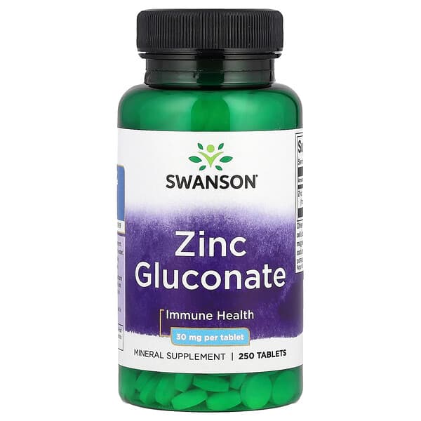 Swanson Vitamins, Gluconato de zinc, 30 mg, 250 comprimidos