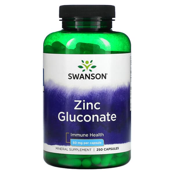 Swanson, Gluconato de Zinco, 50 mg, 250 Cápsulas
