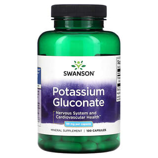 Swanson, Potassium Gluconate, 99 mg, 100 Capsules